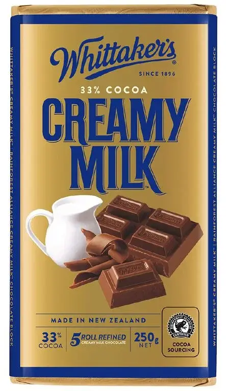 Whittaker's Creamy Milk Chocolate Block 250G