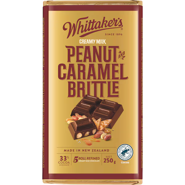 Whittakers Peanut Caramel Brittle Choc Block 250G