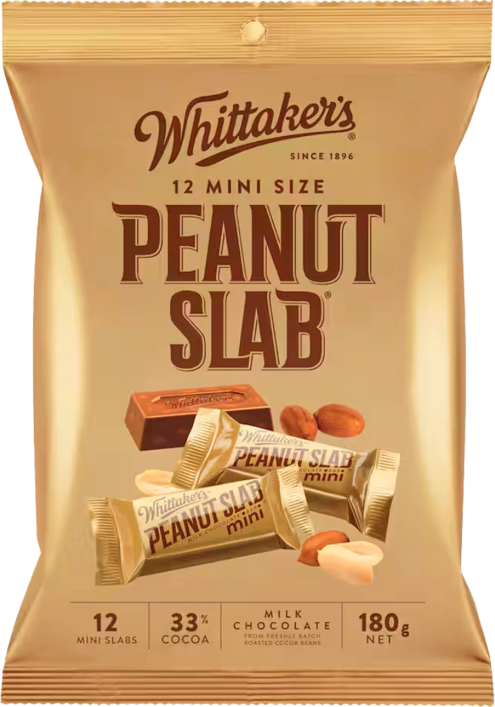 Whittaker's Peanut Slab Chocolate Share Bag 180G