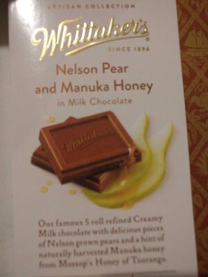 Whittakers Nelson Pear & Manuka Honey Choc Block 100G