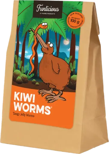 Funlicious Sweets Kiwi Worms 100G