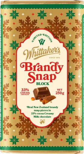 *Whittaker's Brandy Snap Chocolate Block 250g