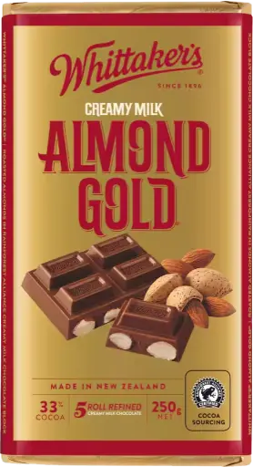 Whittaker's Almond Gold Chocolate Block 250G